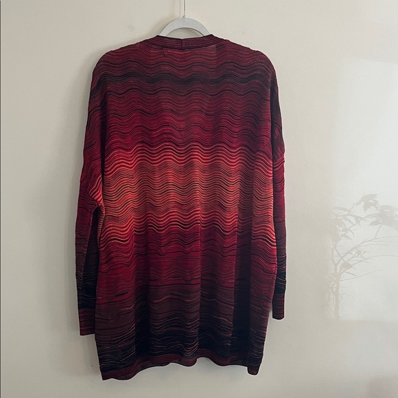 Missoni Wavy Knit Cardigan Sweater Red NWT M Textured Luxury Quality V Neck - Picture 5 of 8